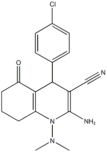 2-amino-4-(4-chlorophenyl)-1-(dimethylamino)-5-oxo-1,4,5,6,7,8-hexahydro-3-quinolinecarbonitrile Struktur