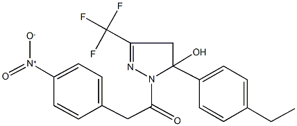 5-(4-ethylphenyl)-1-({4-nitrophenyl}acetyl)-3-(trifluoromethyl)-4,5-dihydro-1H-pyrazol-5-ol Struktur