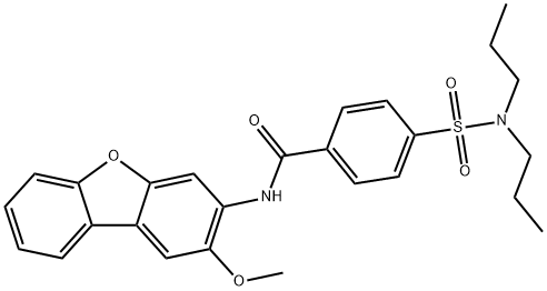 4-[(dipropylamino)sulfonyl]-N-(2-methoxydibenzo[b,d]furan-3-yl)benzamide Struktur