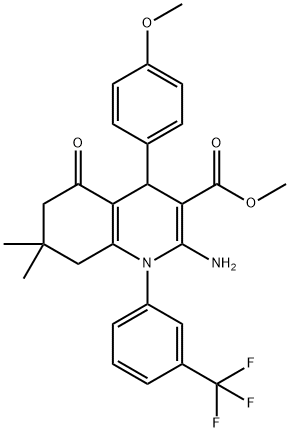 methyl 2-amino-4-(4-methoxyphenyl)-7,7-dimethyl-5-oxo-1-[3-(trifluoromethyl)phenyl]-1,4,5,6,7,8-hexahydro-3-quinolinecarboxylate Struktur