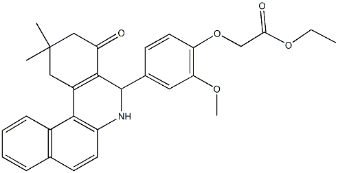 ethyl [4-(2,2-dimethyl-4-oxo-1,2,3,4,5,6-hexahydrobenzo[a]phenanthridin-5-yl)-2-methoxyphenoxy]acetate Struktur