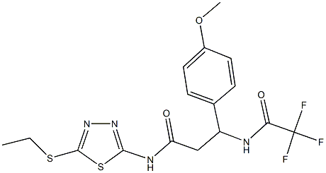 N-[5-(ethylsulfanyl)-1,3,4-thiadiazol-2-yl]-3-(4-methoxyphenyl)-3-[(trifluoroacetyl)amino]propanamide Struktur