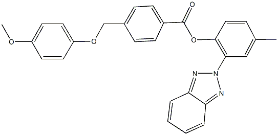 2-(2H-1,2,3-benzotriazol-2-yl)-4-methylphenyl 4-[(4-methoxyphenoxy)methyl]benzoate Struktur