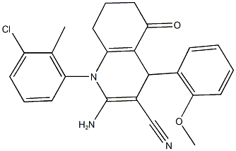 2-amino-1-(3-chloro-2-methylphenyl)-4-(2-methoxyphenyl)-5-oxo-1,4,5,6,7,8-hexahydro-3-quinolinecarbonitrile Struktur