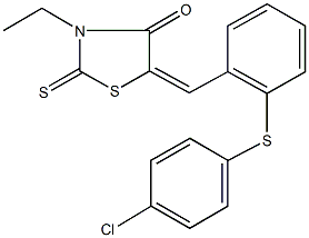 5-{2-[(4-chlorophenyl)sulfanyl]benzylidene}-3-ethyl-2-thioxo-1,3-thiazolidin-4-one Struktur