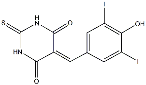 5-(4-hydroxy-3,5-diiodobenzylidene)-2-thioxodihydro-4,6(1H,5H)-pyrimidinedione Struktur