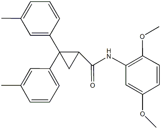 N-(2,5-dimethoxyphenyl)-2,2-bis(3-methylphenyl)cyclopropanecarboxamide Struktur