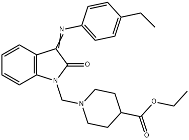 ethyl 1-({3-[(4-ethylphenyl)imino]-2-oxo-2,3-dihydro-1H-indol-1-yl}methyl)-4-piperidinecarboxylate Struktur