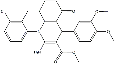 methyl 2-amino-1-(3-chloro-2-methylphenyl)-4-(3,4-dimethoxyphenyl)-5-oxo-1,4,5,6,7,8-hexahydro-3-quinolinecarboxylate Struktur