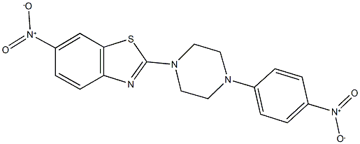 6-nitro-2-(4-{4-nitrophenyl}-1-piperazinyl)-1,3-benzothiazole Struktur