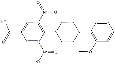 3,5-bisnitro-4-[4-(2-methoxyphenyl)-1-piperazinyl]benzoic acid Struktur