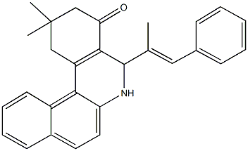 2,2-dimethyl-5-(1-methyl-2-phenylvinyl)-2,3,5,6-tetrahydrobenzo[a]phenanthridin-4(1H)-one Struktur