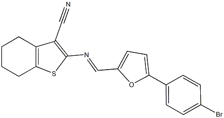 2-({[5-(4-bromophenyl)-2-furyl]methylene}amino)-4,5,6,7-tetrahydro-1-benzothiophene-3-carbonitrile Struktur