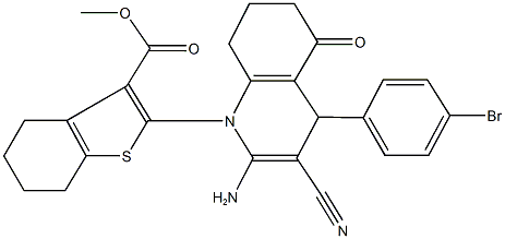 methyl 2-[2-amino-4-(4-bromophenyl)-3-cyano-5-oxo-5,6,7,8-tetrahydro-1(4H)-quinolinyl]-4,5,6,7-tetrahydro-1-benzothiophene-3-carboxylate Struktur