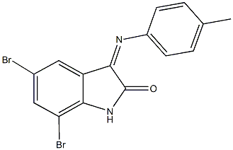 5,7-dibromo-3-[(4-methylphenyl)imino]-1,3-dihydro-2H-indol-2-one Struktur