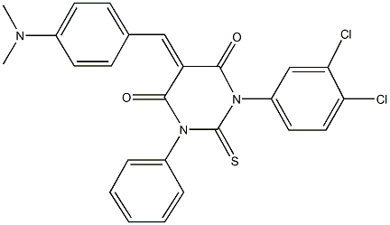 1-(3,4-dichlorophenyl)-5-[4-(dimethylamino)benzylidene]-3-phenyl-2-thioxodihydro-4,6(1H,5H)-pyrimidinedione Struktur