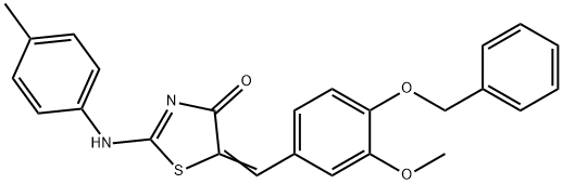 5-[4-(benzyloxy)-3-methoxybenzylidene]-2-[(4-methylphenyl)imino]-1,3-thiazolidin-4-one Struktur