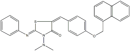 3-(dimethylamino)-5-[4-(1-naphthylmethoxy)benzylidene]-2-(phenylimino)-1,3-thiazolidin-4-one Struktur