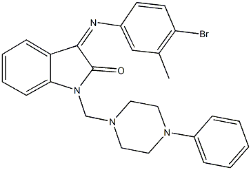 3-[(4-bromo-3-methylphenyl)imino]-1-[(4-phenyl-1-piperazinyl)methyl]-1,3-dihydro-2H-indol-2-one Struktur