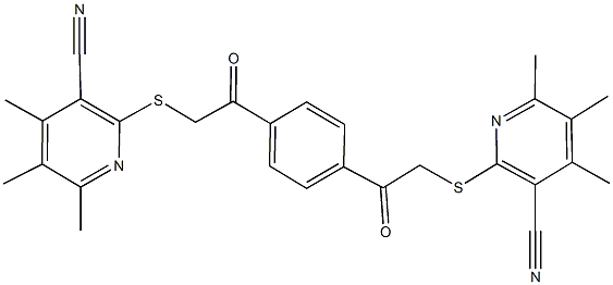 2-{[2-(4-{[(3-cyano-4,5,6-trimethyl-2-pyridinyl)sulfanyl]acetyl}phenyl)-2-oxoethyl]sulfanyl}-4,5,6-trimethylnicotinonitrile Struktur