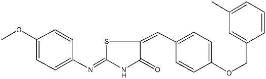 2-[(4-methoxyphenyl)imino]-5-{4-[(3-methylbenzyl)oxy]benzylidene}-1,3-thiazolidin-4-one Struktur