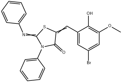 5-(5-bromo-2-hydroxy-3-methoxybenzylidene)-3-phenyl-2-(phenylimino)-1,3-thiazolidin-4-one Struktur