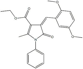 ethyl 4-(2,5-dimethoxybenzylidene)-2-methyl-5-oxo-1-phenyl-4,5-dihydro-1H-pyrrole-3-carboxylate Struktur