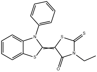 3-ethyl-5-(3-phenyl-1,3-benzothiazol-2(3H)-ylidene)-2-thioxo-1,3-thiazolidin-4-one Struktur