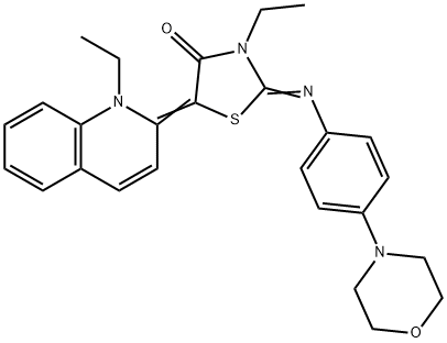 3-ethyl-5-(1-ethyl-2(1H)-quinolinylidene)-2-{[4-(4-morpholinyl)phenyl]imino}-1,3-thiazolidin-4-one Struktur