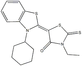 5-(3-cyclohexyl-1,3-benzothiazol-2(3H)-ylidene)-3-ethyl-2-thioxo-1,3-thiazolidin-4-one Struktur