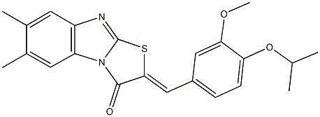 2-(4-isopropoxy-3-methoxybenzylidene)-6,7-dimethyl[1,3]thiazolo[3,2-a]benzimidazol-3(2H)-one Struktur