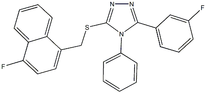 3-{[(4-fluoro-1-naphthyl)methyl]sulfanyl}-5-(3-fluorophenyl)-4-phenyl-4H-1,2,4-triazole Struktur