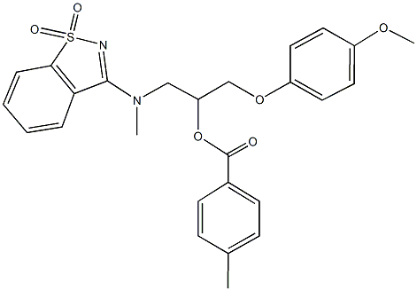 2-[(1,1-dioxido-1,2-benzisothiazol-3-yl)(methyl)amino]-1-[(4-methoxyphenoxy)methyl]ethyl 4-methylbenzoate Struktur