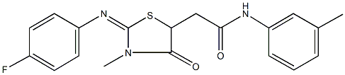 2-{2-[(4-fluorophenyl)imino]-3-methyl-4-oxo-1,3-thiazolidin-5-yl}-N-(3-methylphenyl)acetamide Struktur