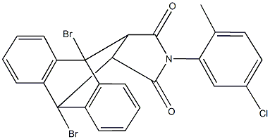 1,8-dibromo-17-(5-chloro-2-methylphenyl)-17-azapentacyclo[6.6.5.0~2,7~.0~9,14~.0~15,19~]nonadeca-2,4,6,9,11,13-hexaene-16,18-dione Struktur