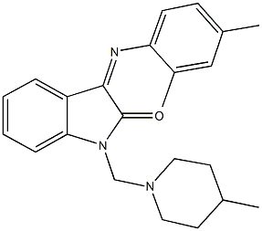 3-[(2,4-dimethylphenyl)imino]-1-[(4-methyl-1-piperidinyl)methyl]-1,3-dihydro-2H-indol-2-one Struktur