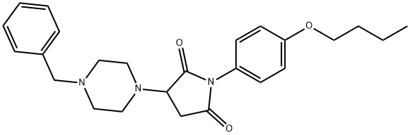 3-(4-benzyl-1-piperazinyl)-1-(4-butoxyphenyl)-2,5-pyrrolidinedione Struktur