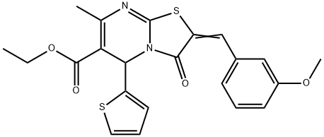 ethyl 2-(3-methoxybenzylidene)-7-methyl-3-oxo-5-(2-thienyl)-2,3-dihydro-5H-[1,3]thiazolo[3,2-a]pyrimidine-6-carboxylate Struktur