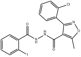 3-(2-chlorophenyl)-N'-(2-iodobenzoyl)-5-methyl-4-isoxazolecarbohydrazide Struktur