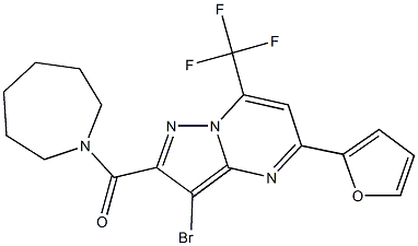 2-(1-azepanylcarbonyl)-3-bromo-5-(2-furyl)-7-(trifluoromethyl)pyrazolo[1,5-a]pyrimidine Struktur