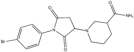 1-[1-(4-bromophenyl)-2,5-dioxo-3-pyrrolidinyl]-3-piperidinecarboxamide Struktur