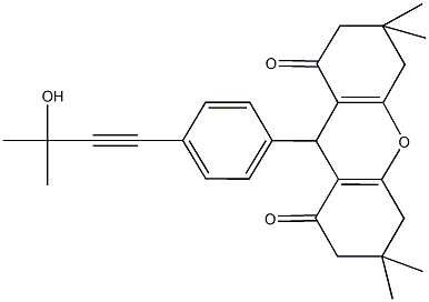 9-[4-(3-hydroxy-3-methyl-1-butynyl)phenyl]-3,3,6,6-tetramethyl-3,4,5,6,7,9-hexahydro-1H-xanthene-1,8(2H)-dione Struktur