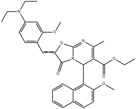 ethyl 2-[4-(diethylamino)-2-methoxybenzylidene]-5-(2-methoxy-1-naphthyl)-7-methyl-3-oxo-2,3-dihydro-5H-[1,3]thiazolo[3,2-a]pyrimidine-6-carboxylate Struktur