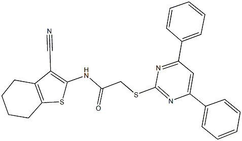 N-(3-cyano-4,5,6,7-tetrahydro-1-benzothien-2-yl)-2-[(4,6-diphenyl-2-pyrimidinyl)sulfanyl]acetamide Struktur