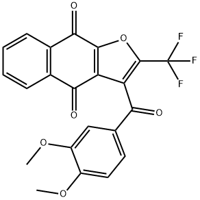 3-(3,4-dimethoxybenzoyl)-2-(trifluoromethyl)naphtho[2,3-b]furan-4,9-dione Struktur