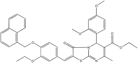 ethyl 5-(2,4-dimethoxyphenyl)-2-[3-ethoxy-4-(1-naphthylmethoxy)benzylidene]-7-methyl-3-oxo-2,3-dihydro-5H-[1,3]thiazolo[3,2-a]pyrimidine-6-carboxylate Struktur