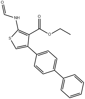 ethyl 4-[1,1'-biphenyl]-4-yl-2-(formylamino)-3-thiophenecarboxylate Struktur