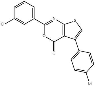 5-(4-bromophenyl)-2-(3-chlorophenyl)-4H-thieno[2,3-d][1,3]oxazin-4-one Struktur