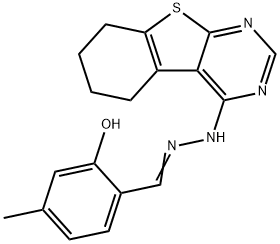 2-hydroxy-4-methylbenzaldehyde 5,6,7,8-tetrahydro[1]benzothieno[2,3-d]pyrimidin-4-ylhydrazone Struktur