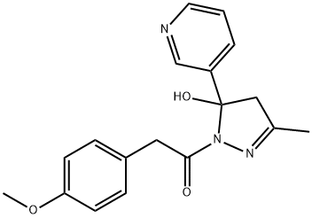 1-[(4-methoxyphenyl)acetyl]-3-methyl-5-(3-pyridinyl)-4,5-dihydro-1H-pyrazol-5-ol Struktur